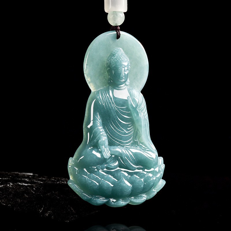 Jewelry & Watches Ltd - Natural Burmese Jadeite Buddha Pendant Necklace