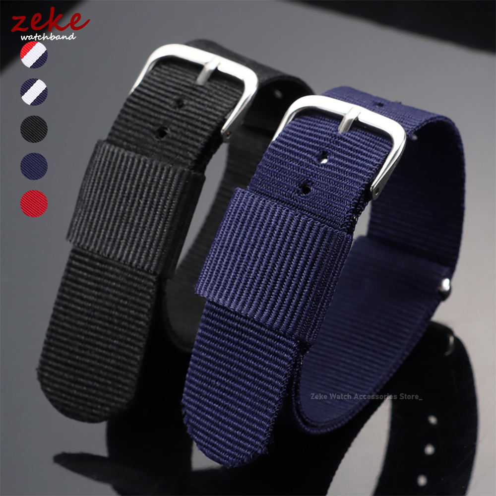 Watch Strap Replacement - 16mm 18mm 20mm Nylon Ribbed Watch