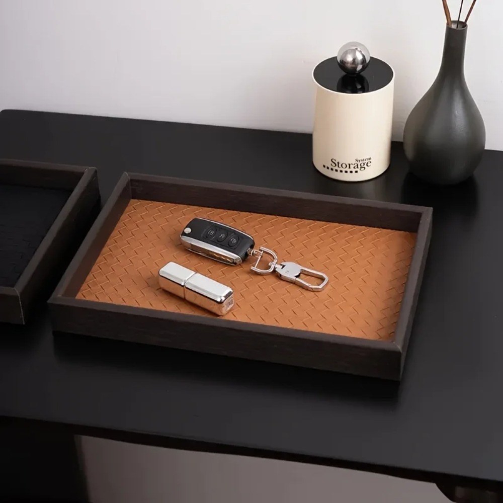 Jewels On Watches - 1pc Woven Texture Faux Leather Storage