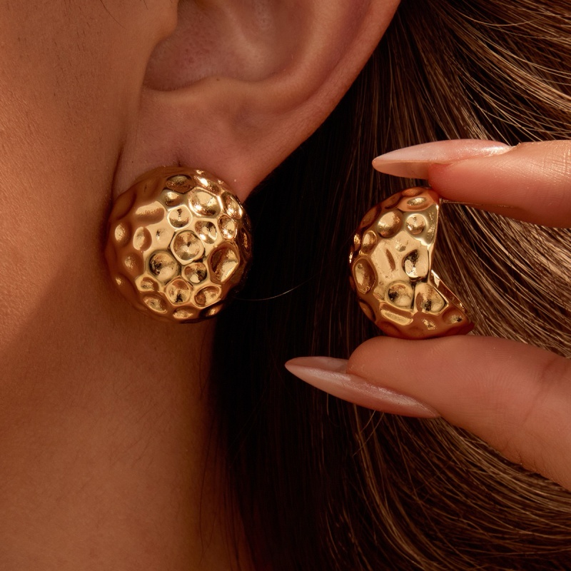 Jewelry & Watches Vitopoulos Reviews - 3D Hammered Gold Dome Stud Earrings
