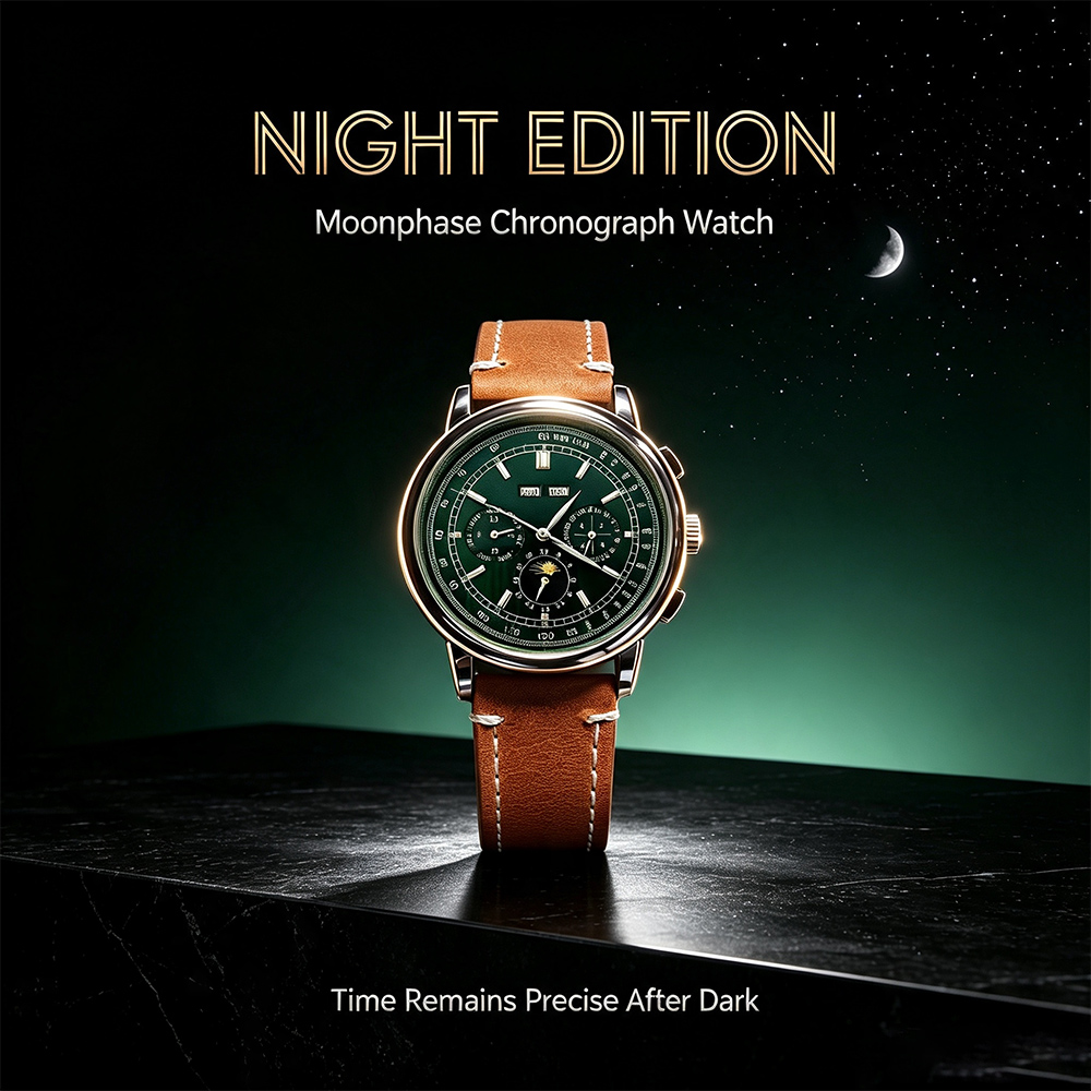 Mens Mechanical Watch - Men ST1655 Movement Moon Phase Automatic