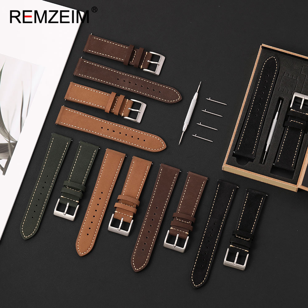 Watch Strap Replacement - Retro Business Men Calfskin Genuine Leather