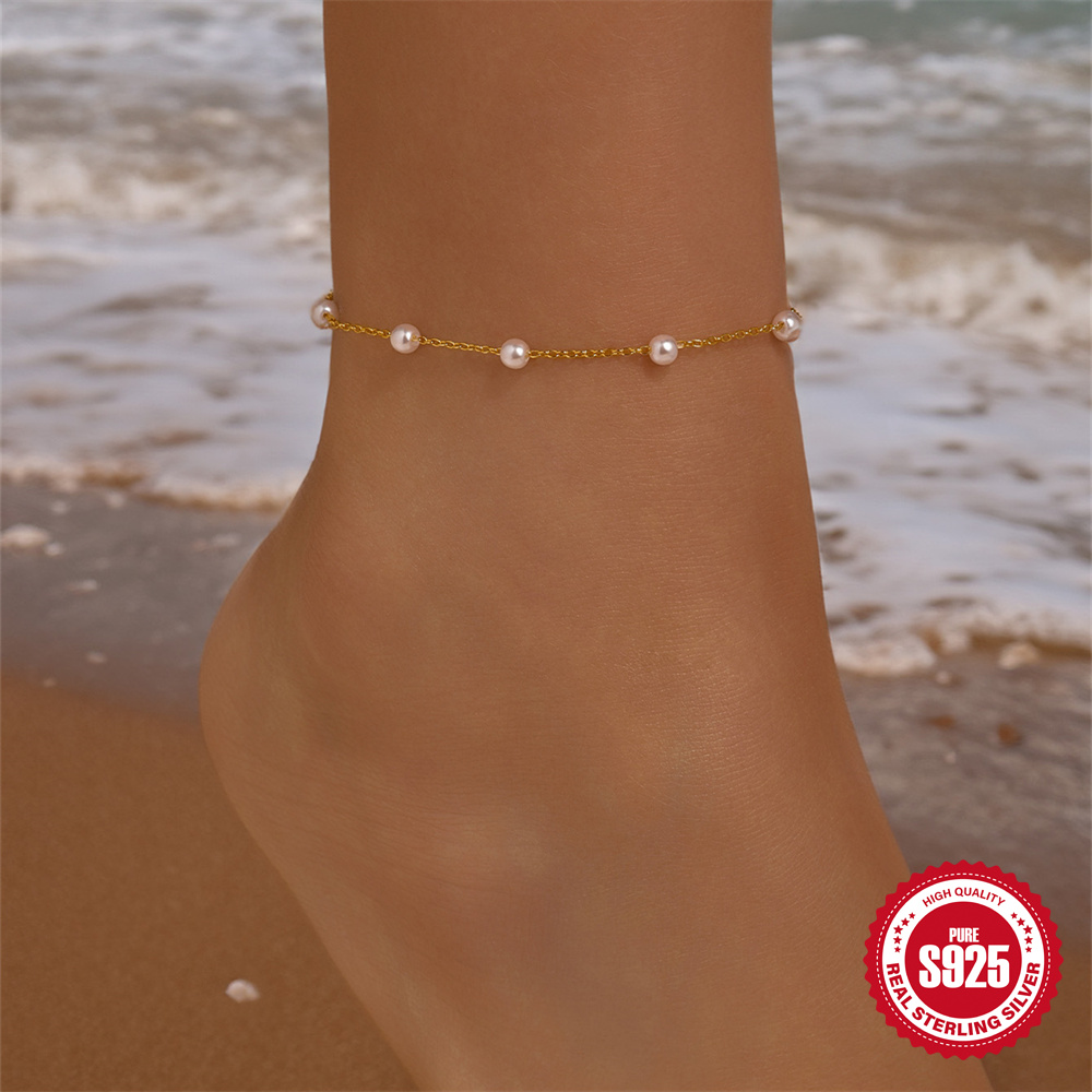 AIDE 925 Sterling Silver Pearl - đánh giá và giá Anklet Foot Chain