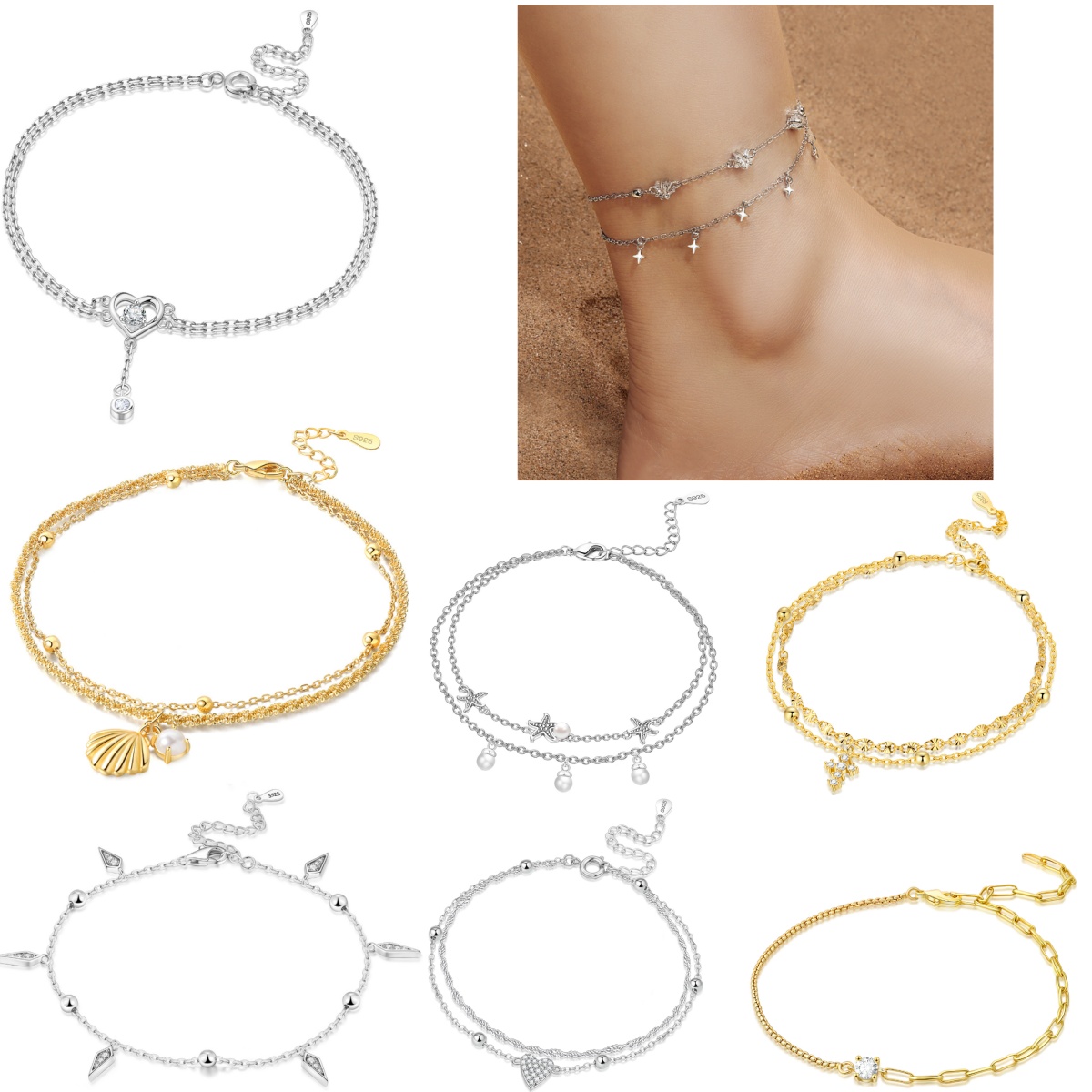 Orstarry S925 Sterling Silver  - đánh giá và giá Anklet Foot Chain